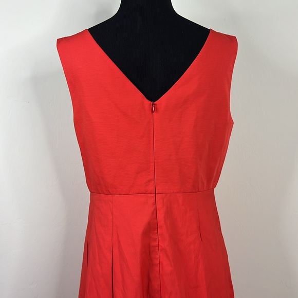 TARA JARMON Roquette V-NECK Full Skirt DRESS IN CORAL COLOR IN Rouge 40 - Picture 7 of 10